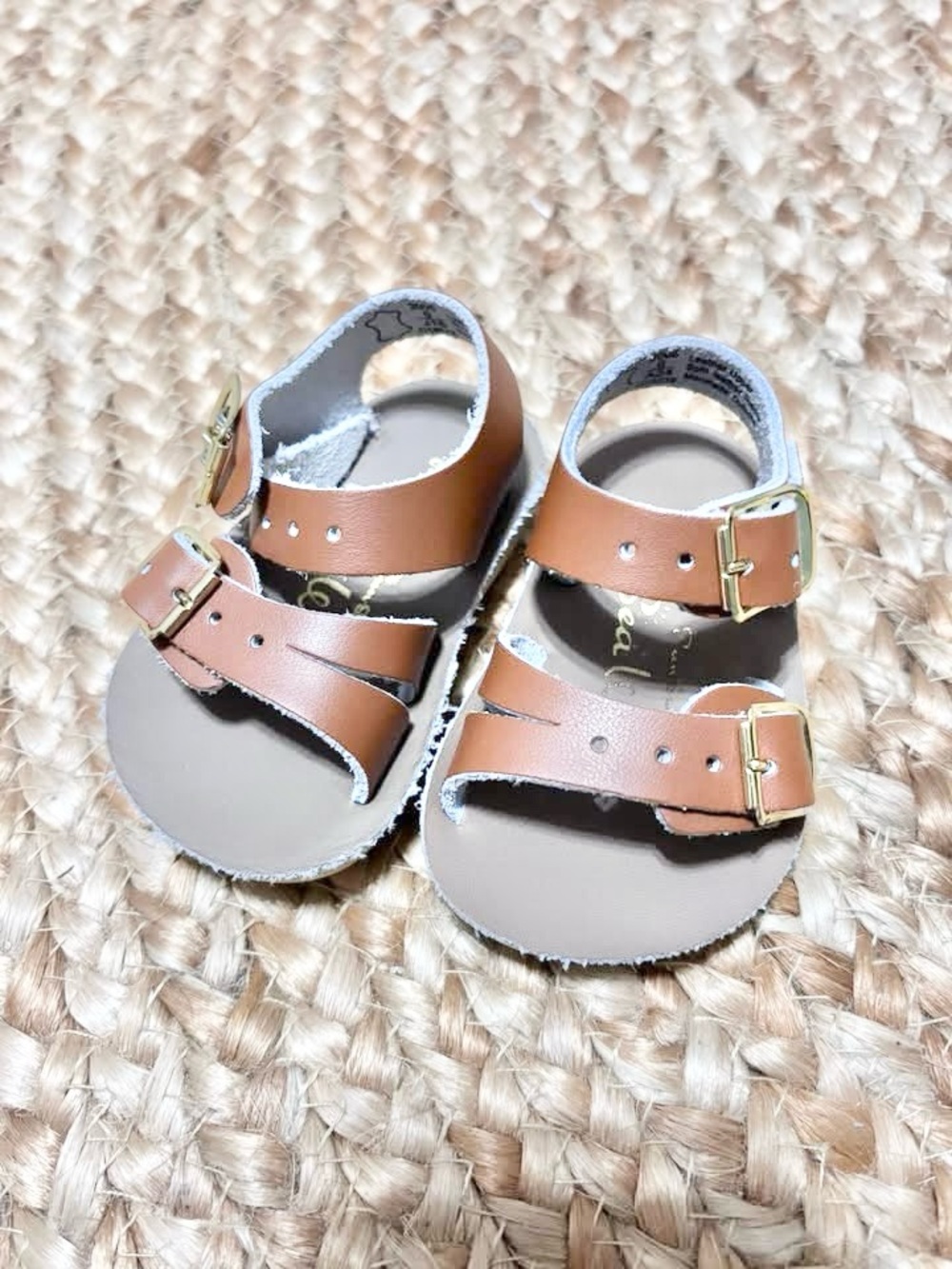 Classic Brown Double-Buckle Kids Sandals